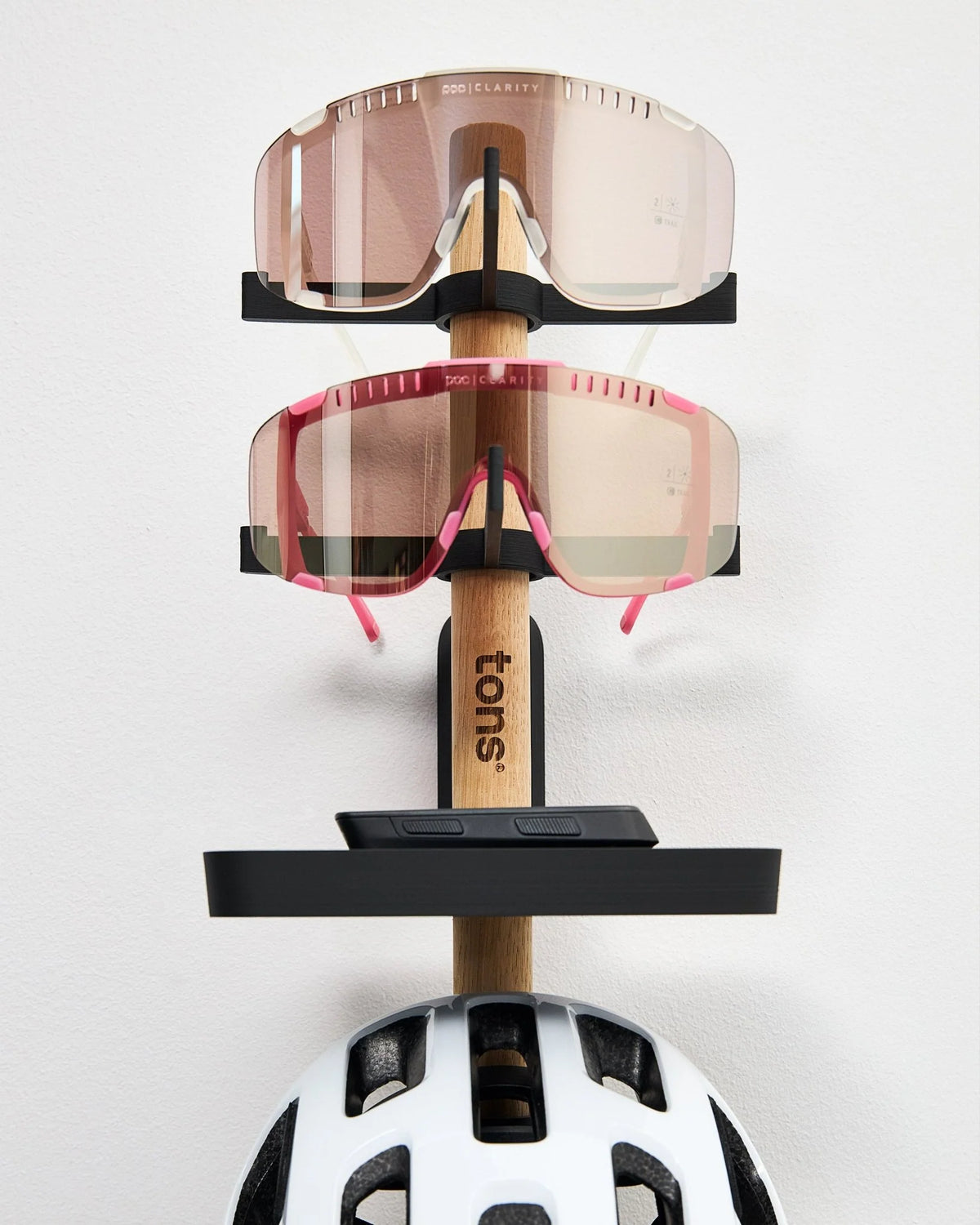 TONS Short Rack A｜壁掛けギアラック｜2xグラス＋ヘルメット＋トレイ｜CYCLISM