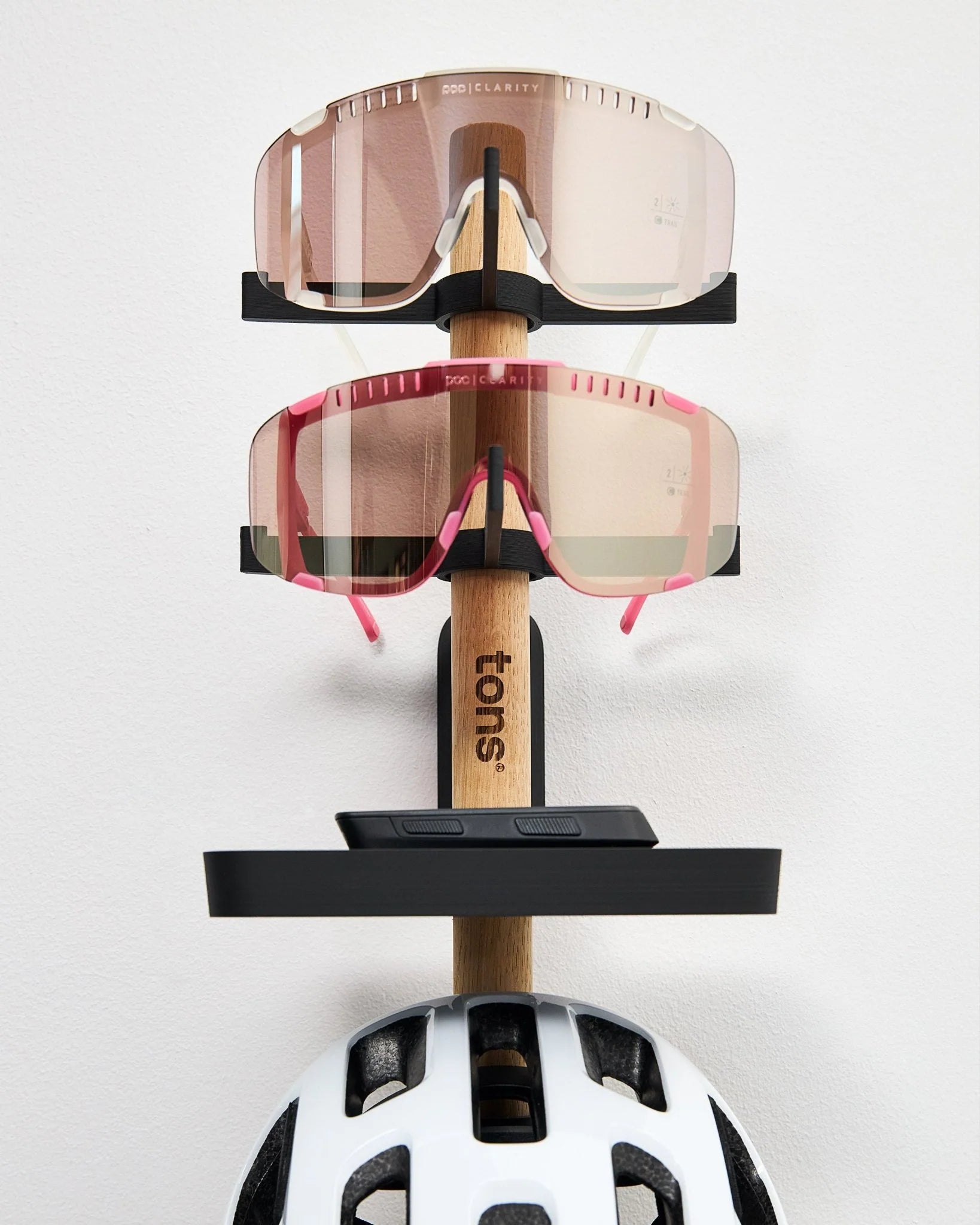 TONS Short Rack A｜壁掛けギアラック｜2xグラス＋ヘルメット＋トレイ｜CYCLISM