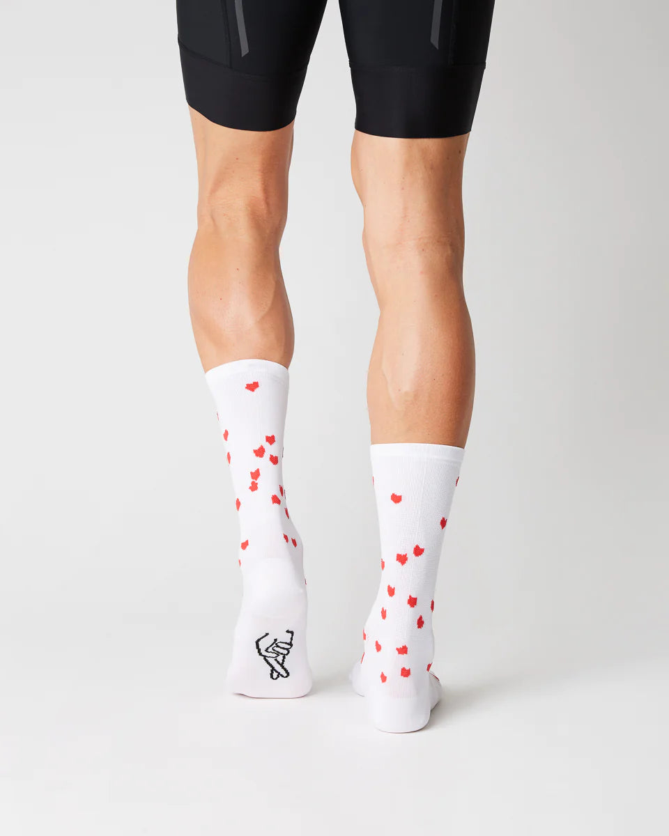 Fingerscrossed #15_03 Hearts White サイクルソックス | CYCLISM