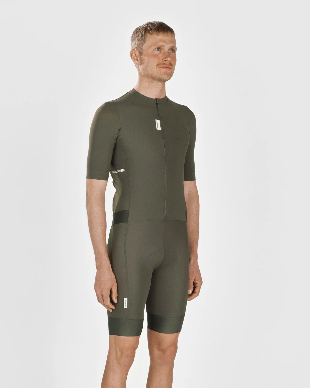 FINGERSCROSSED ROAD メンズ サイクルジャージ オリーブ｜速乾4Wayストレッチ｜CYCLISM
