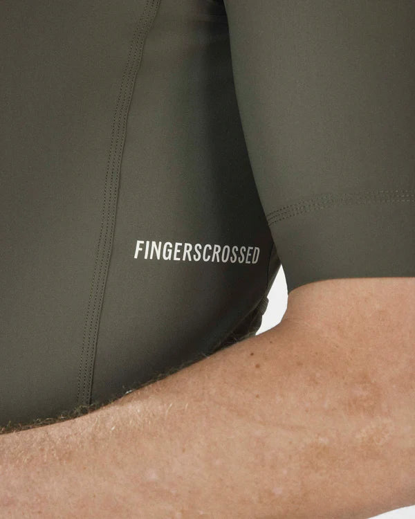FINGERSCROSSED ROAD サイクルジャージ メンズ オリーブ｜速乾4Wayストレッチ｜CYCLISM