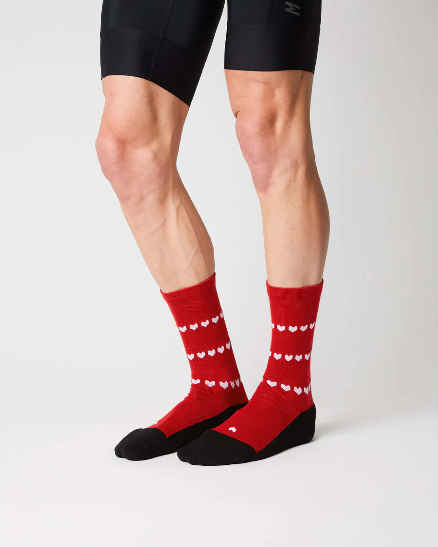 Fingerscrossed #Merino Winter Heart Red サイクルソックス  | CYCLISM