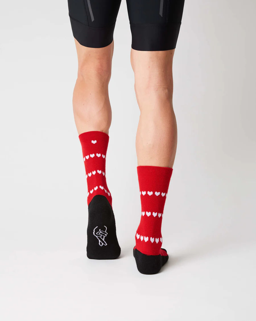 Fingerscrossed #Merino Winter Heart Red サイクルソックス  | CYCLISM