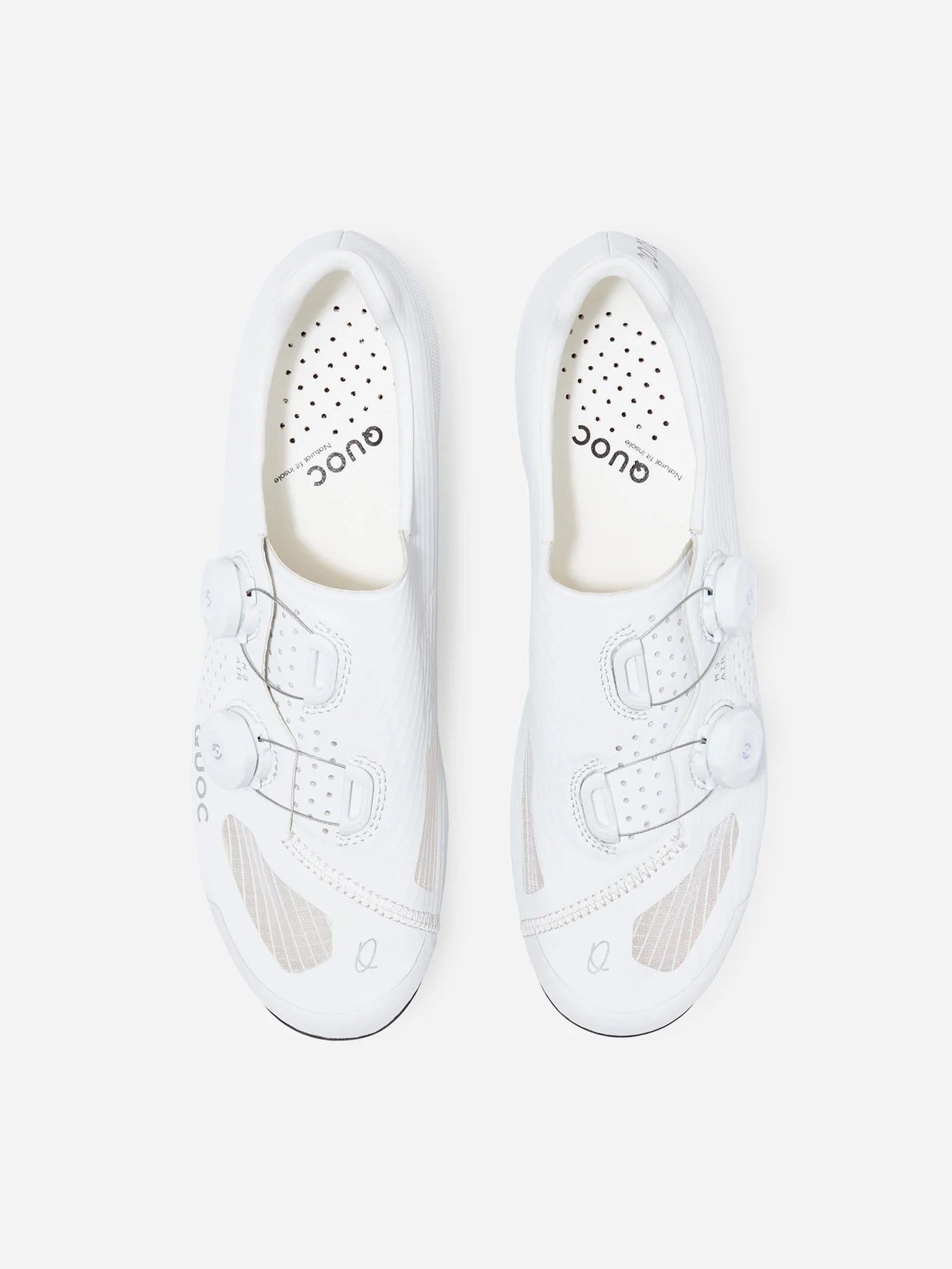 QUOC M3 Air ホワイト ロードサイクリングシューズ 大型メッシュベント カーボンソール