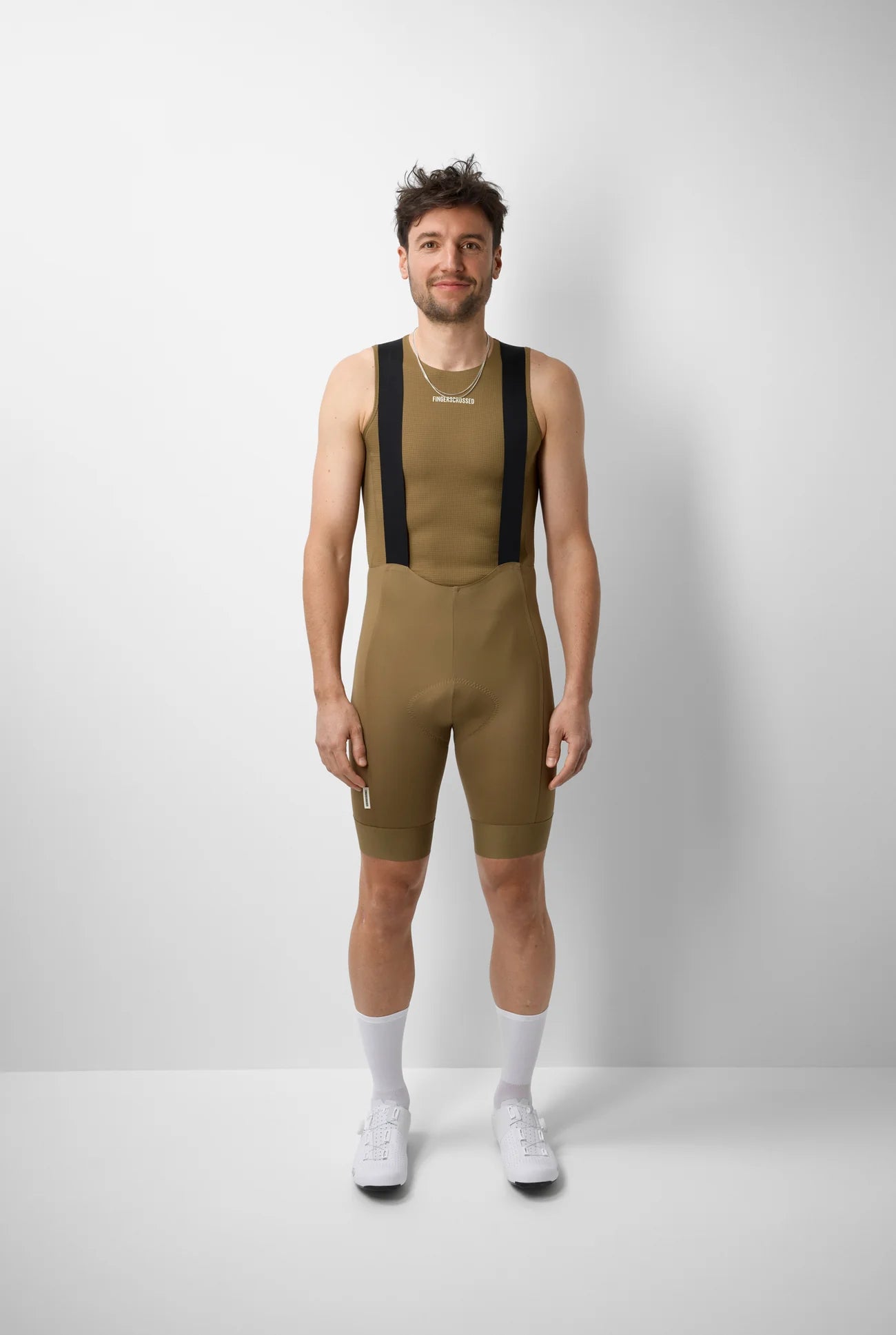 FINGERSCROSSED #ROAD Bib Men Walnut （ライトブラウン）| メンズ ビブショーツ（サイクルビブ）