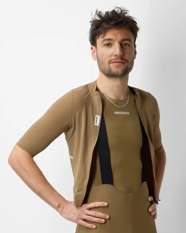 FINGERSCROSSED #ROAD Jersey Men Walnut（ライトブラウン）| メンズ 半袖ロードジャージ 