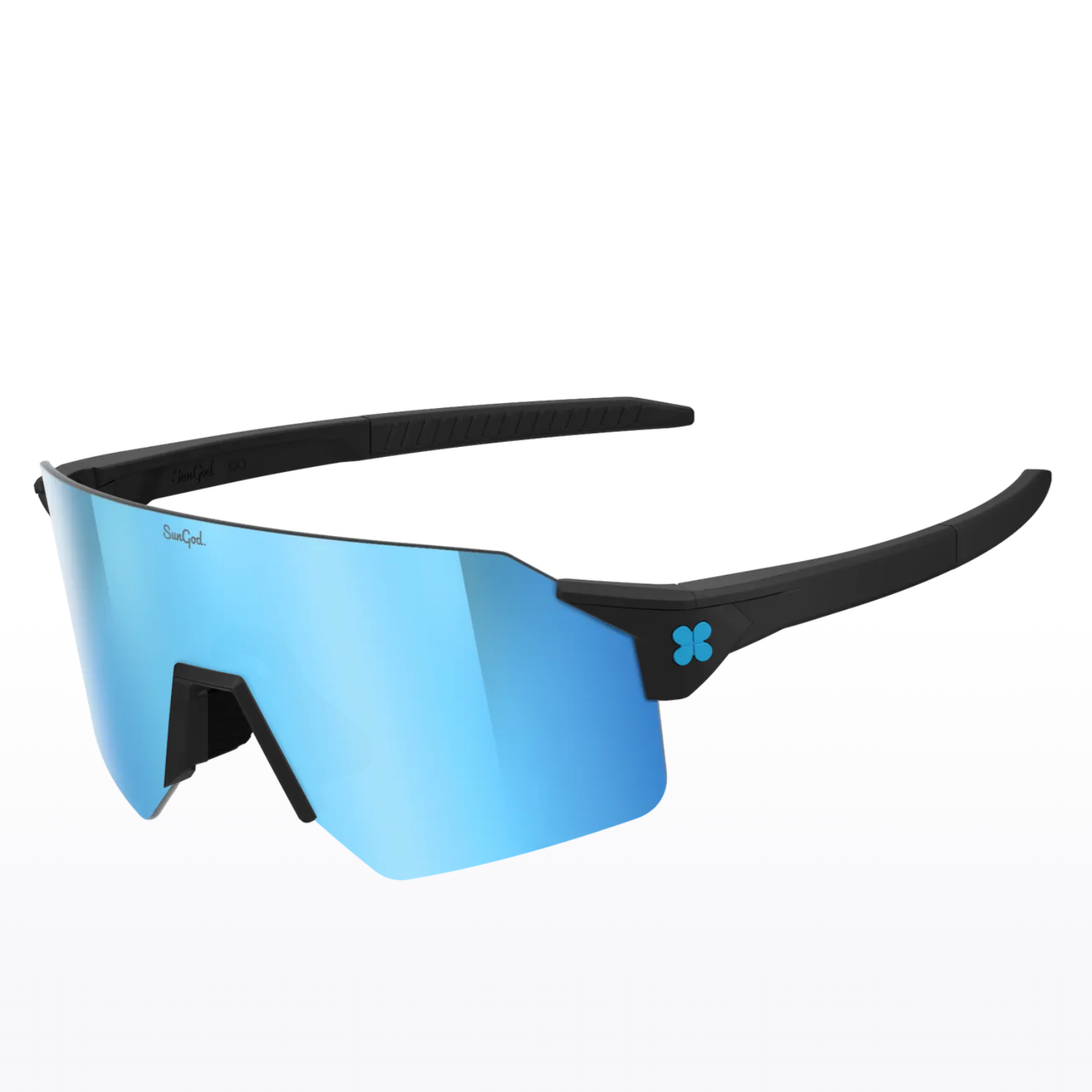 SunGod Airas™ Matte Black with Silver Blue サイクリングサングラス | CYCLISM