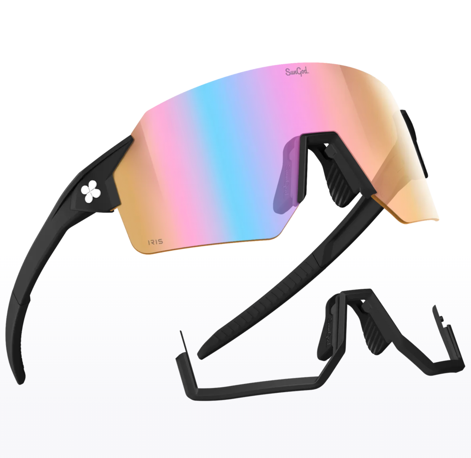 SunGod Airas™ Matte Black with Iris™ HV Blue サングラス | CYCLISM