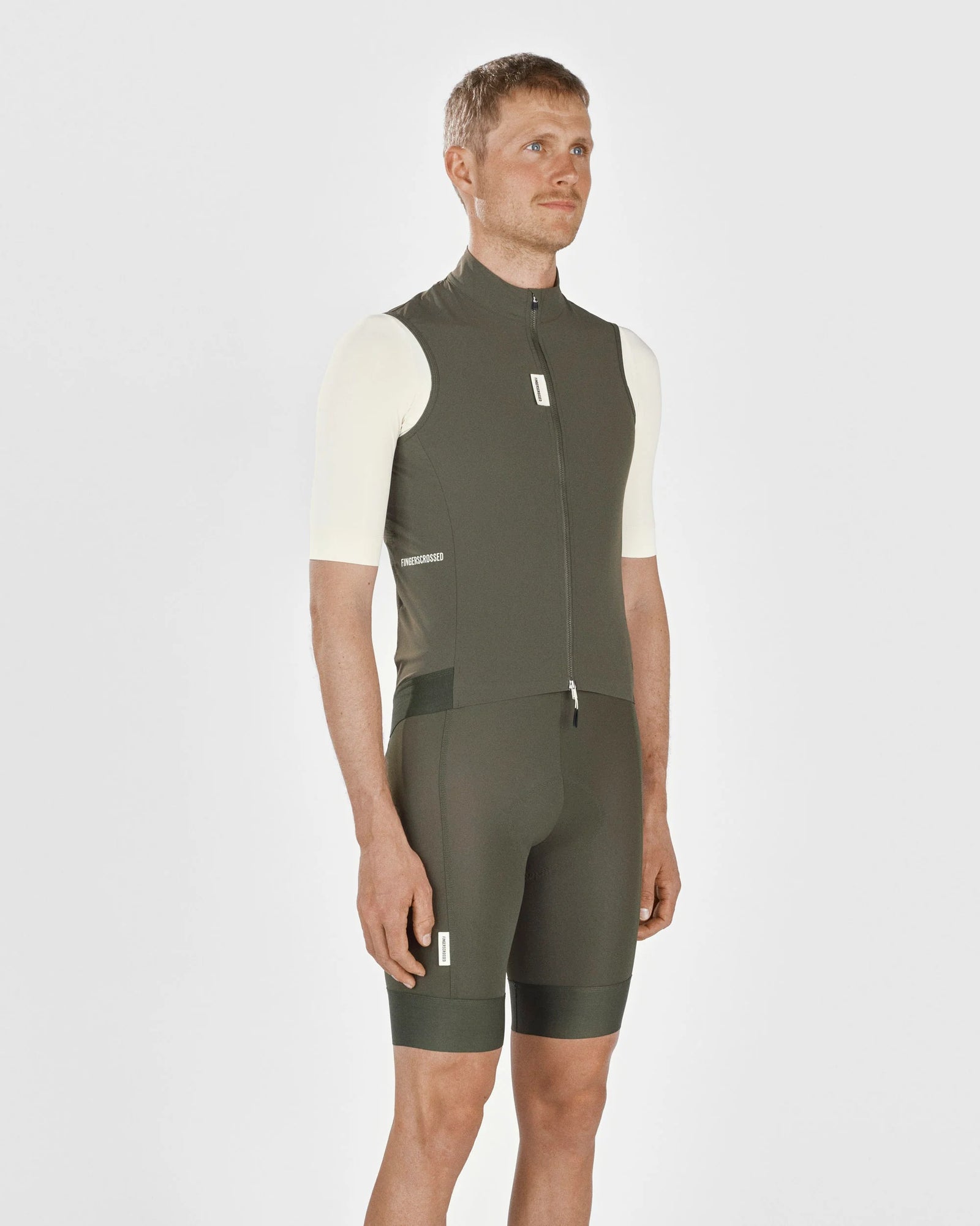 FINGERSCROSSED サイクリング ウィンドベスト メンズ｜Olive 防風メッシュ｜CYCLISM