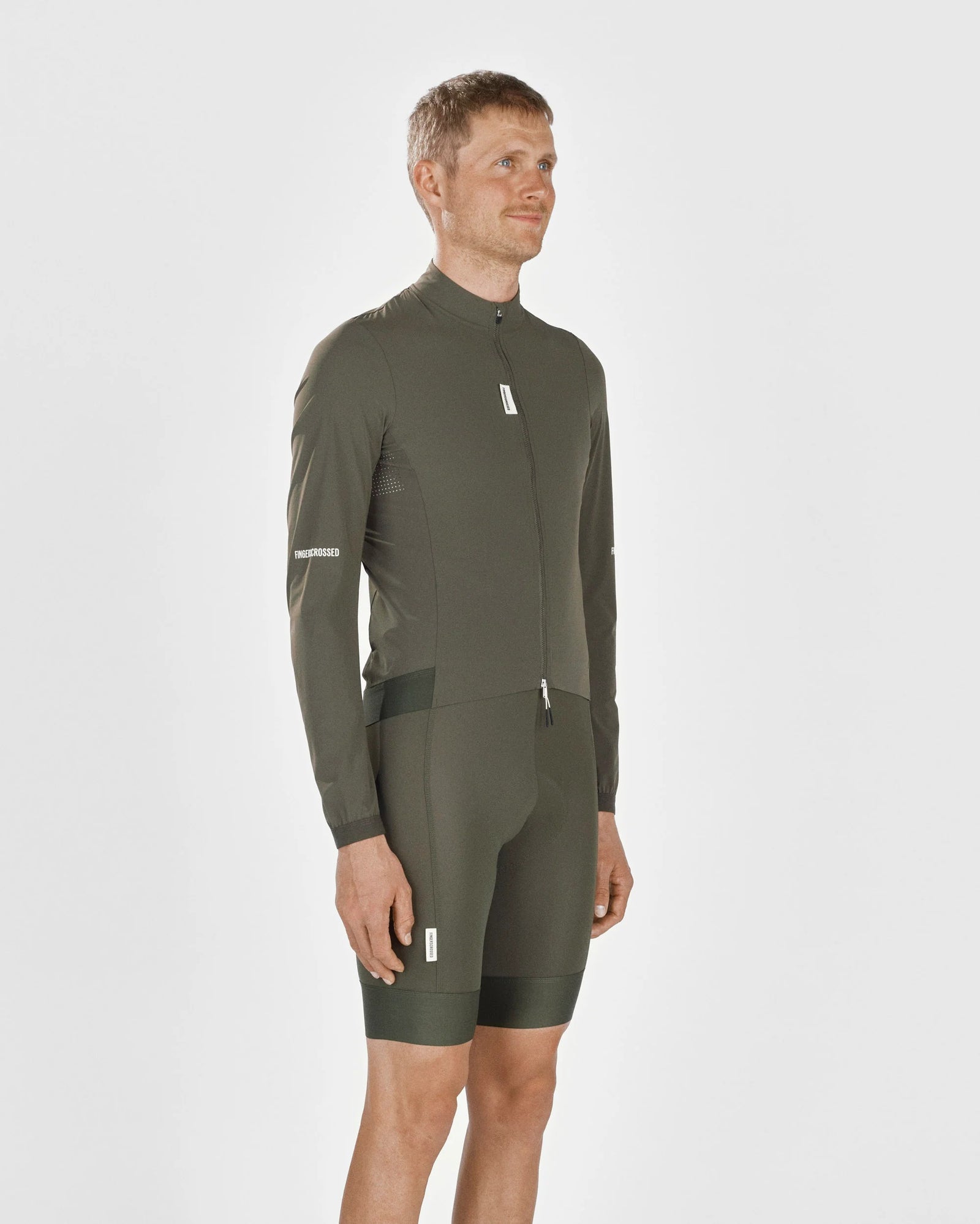 FINGERSCROSSED メンズ サイクル ウィンドジャケット｜Olive 防風撥水｜CYCLISM