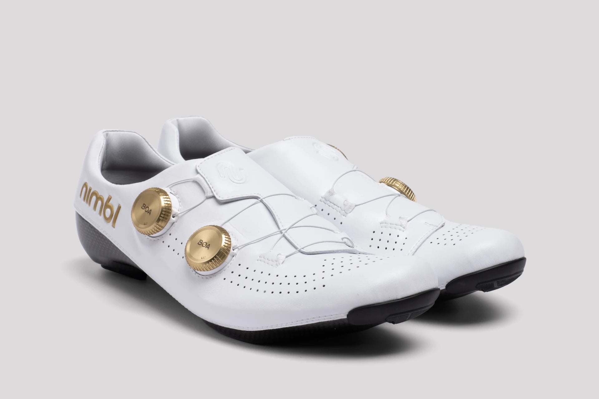 nimbl 自転車シューズ 白穴あきデザイン Nimbl Ultimate Glide White/Gold サイクリングシューズ | 高